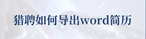 猎聘如何导出word简历-手机猎聘简历导出word的方法