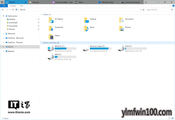 雨林木风Windows 10 RS5预览版17618推送:Sets管理窗口回归