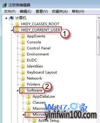 ���δ򿪡�HKEY_CURRENT_USER---Software---Microsoft��ѡ��
