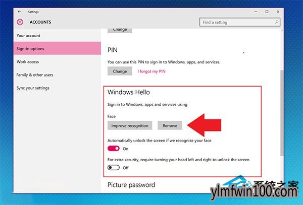Win10系统电脑的Windows Hello功能怎么关闭的方法