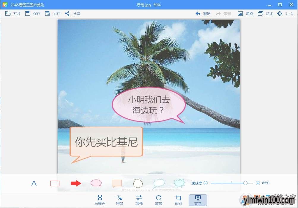 怎么使用2345看图王给图片添加文字气泡对话框的教程