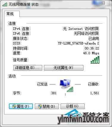 Win7系统电脑无线网络无法使用显示“IPv4无访问权限”怎么解决?