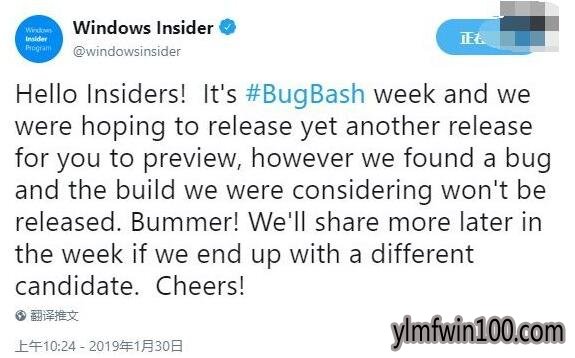 因为Bug微软本周不再Win10 19H1推新预览版.jpg