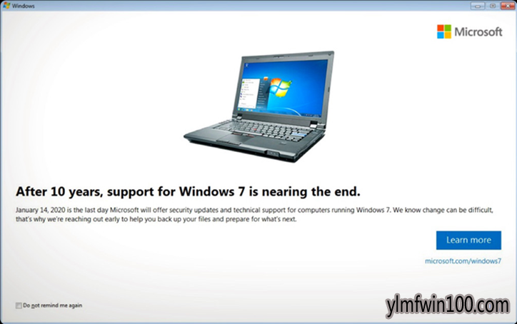 微软MSDN向Windows 7推送更新提醒用户该系统服役10年后要升级了