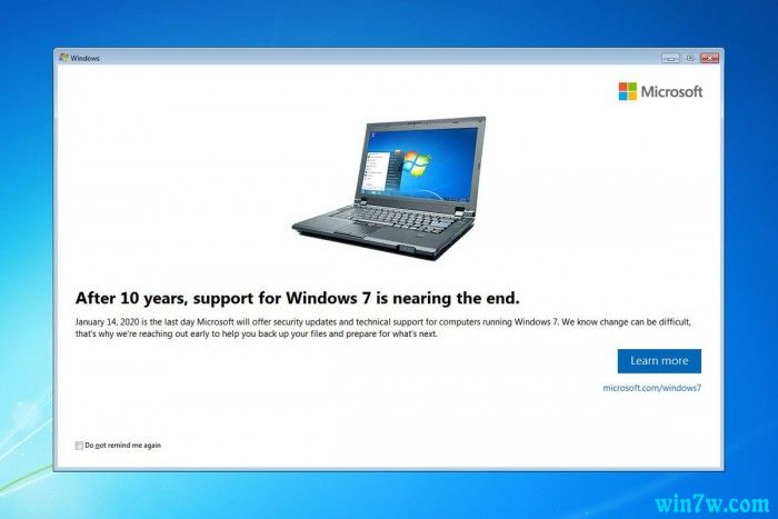 Windows 7用户收到微软支持服务终止时间提醒